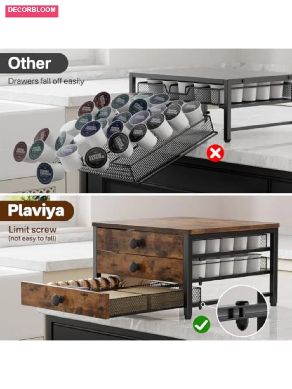 Coffee Pod Holder 3 Tier K Cup Drawer Organizer for Countertop